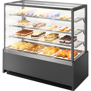 Витрина кондитерская Chilz VETE KUB 90 NEYTRAL серый матовый, шлифованная нержавейка