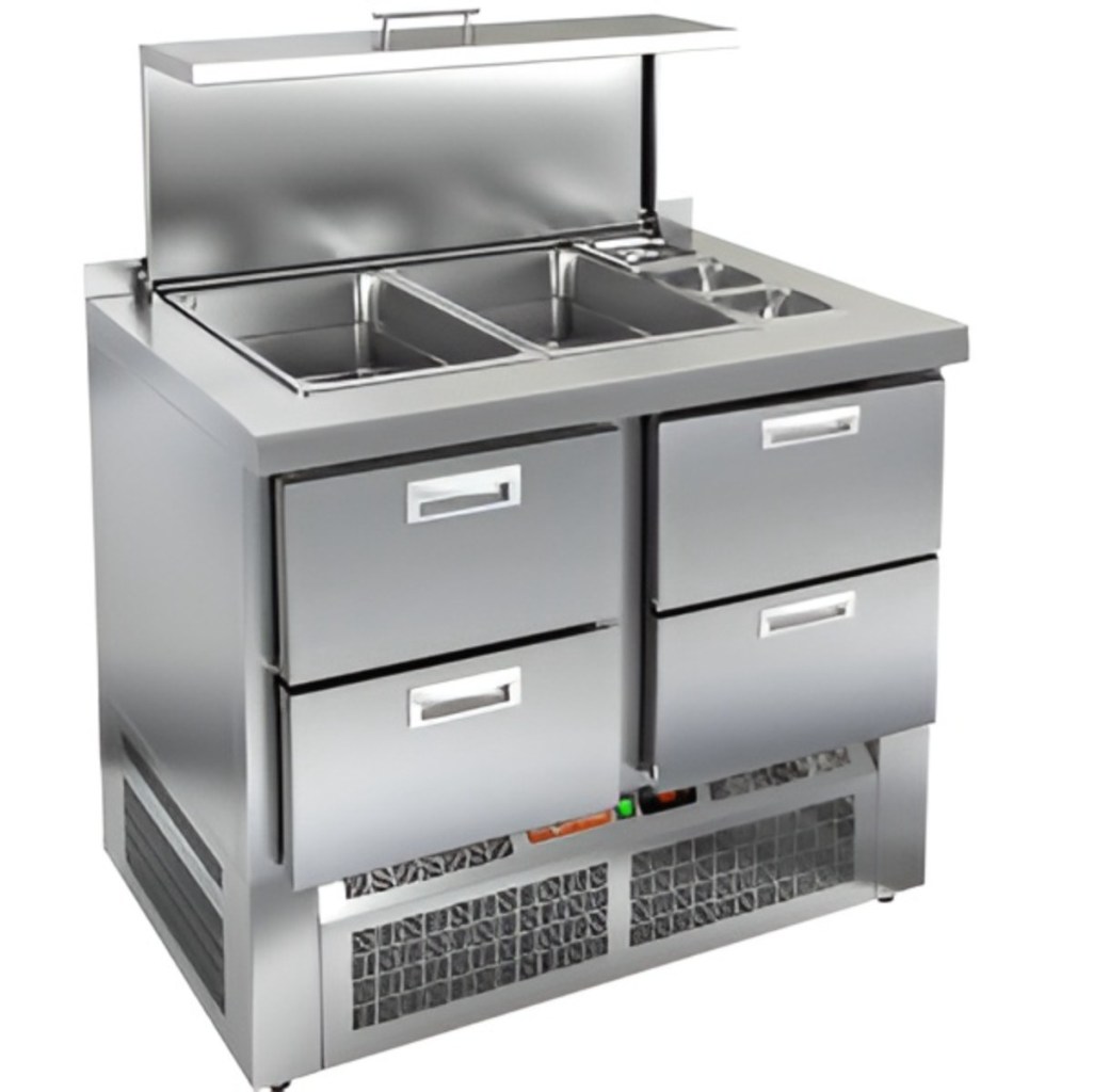 Стол холодильный для салатов HiCold SLE3-22GN с крышкой