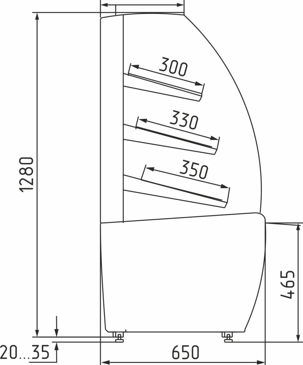 Витрина кондитерская Carboma K70 N 0,9 (K70 N 0,9-2 LIGHT FLANDRIA) хлебная, без стекла - Изображение 2